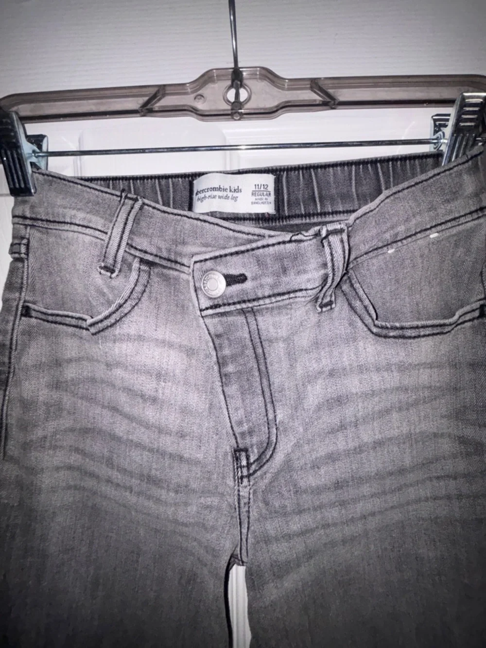 Abercrombie kids girls Grey high rise pull on wide-Leg Jeans 11/12 regular
